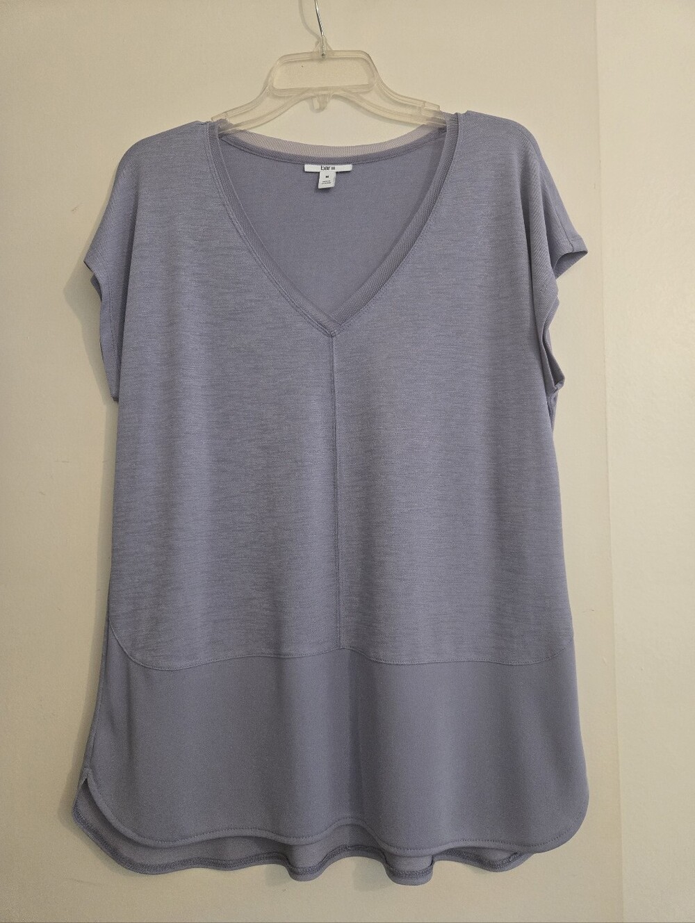 Light Lavender V-Neck Short Sleeve Women's Tunic Top